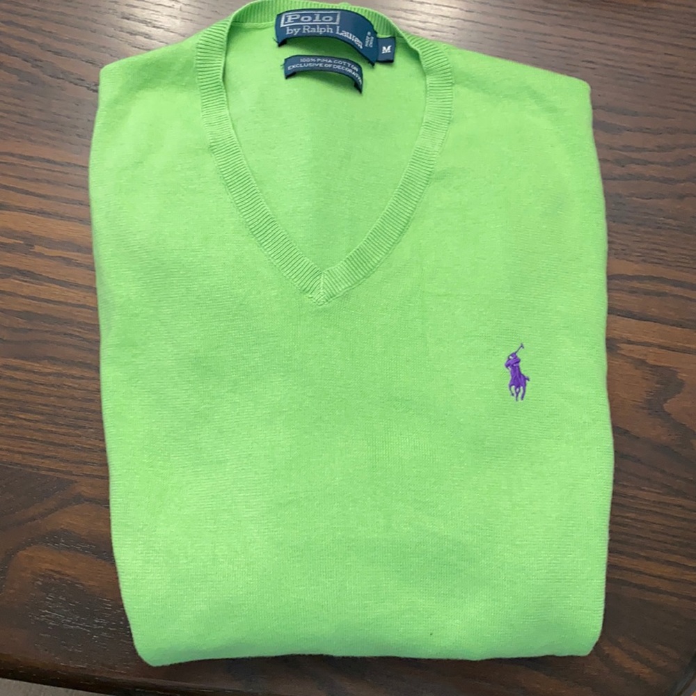 Lime green men’s m v-neck sweater Ralph Lauren